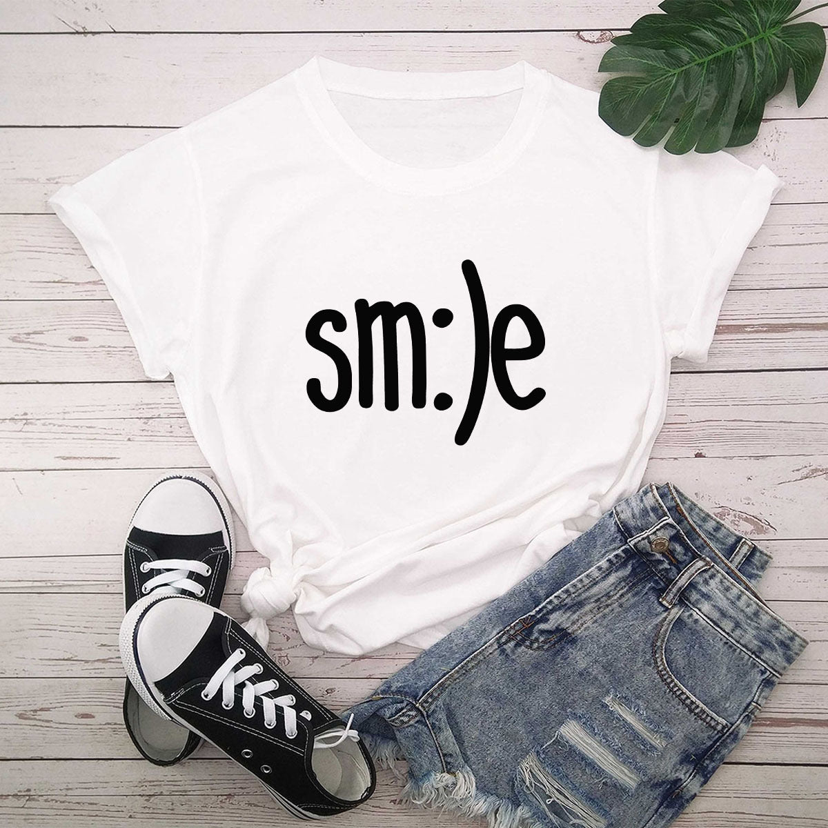 S-5XL Plus Size TShirt Women New Smile Letter Printed Shirt O Neck Short Sleeve Tees Summer Top 100%cotton Women's T-shirts - Mubimart -  