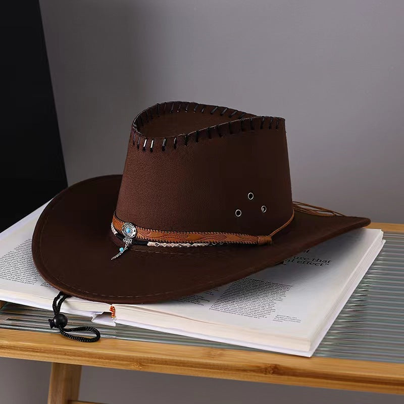 Western Cowboy Hat Men's And Women's Gem Chain Fedora Hat