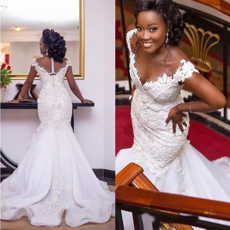 Mermaid Wedding Dresses Custom Made African Wedding Gowns - Mubimart - Bridal Dress 