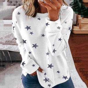 Printed stitching fashion plus size sweater - Mubimart
