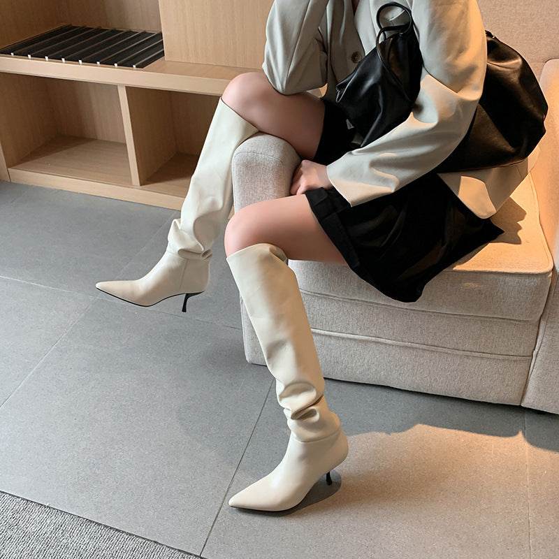 Over the knee pointed toe stiletto boots - Mubimart