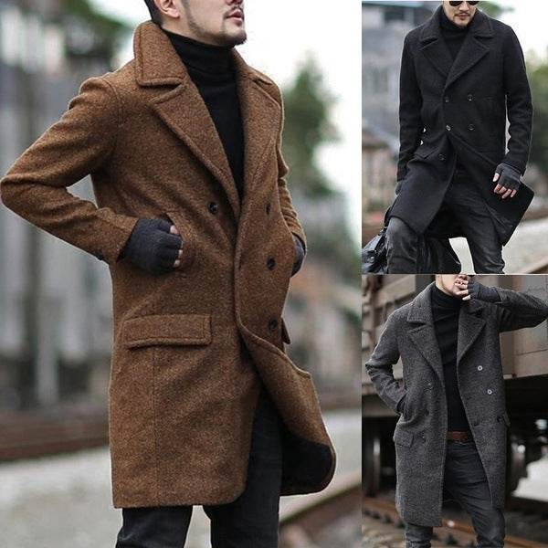 Classic woolen coat trench coat - Mubimart