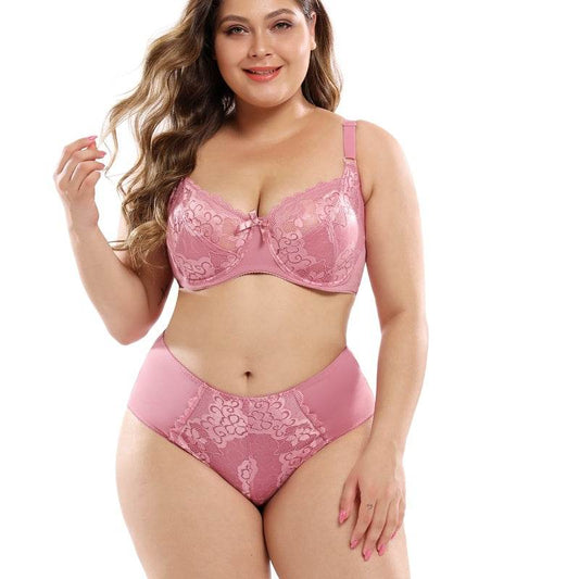 Lace plus size bra set - Mubimart