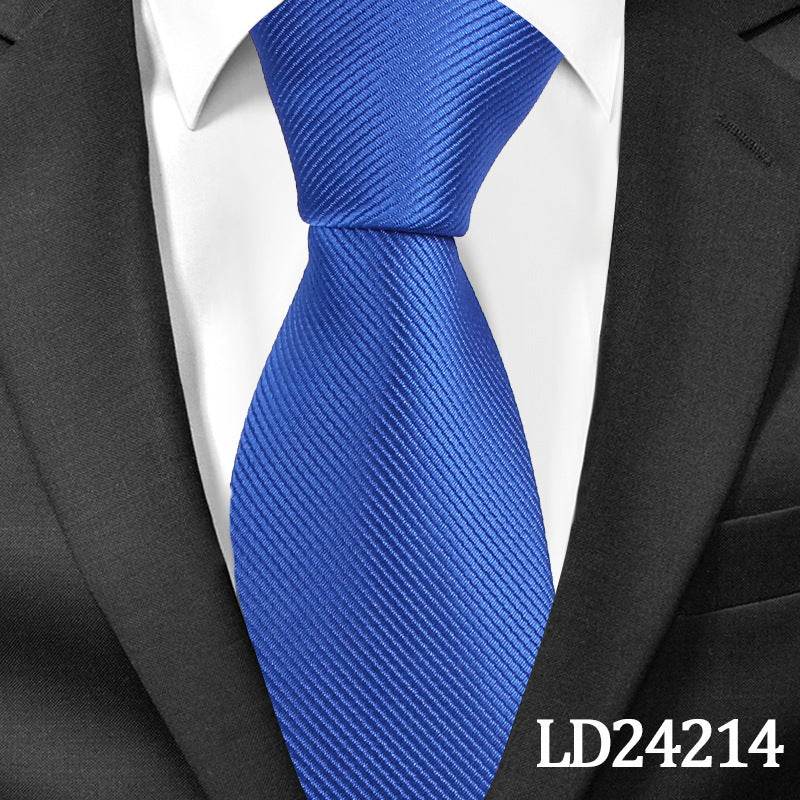 Pinstripe Classic Plain Polyester Tie Set Fashion 6cm Solid Color Linen Cotton Necktie Bright Ties Pin Clips Clasp Colourful For Men's Clothing Accessories - Mubimart