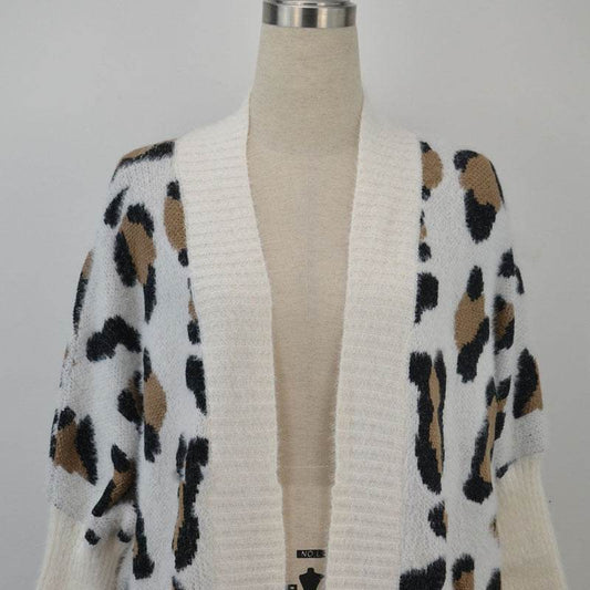 Women's Plus Size Cardigan Jacket Leopard Sweater - Mubimart