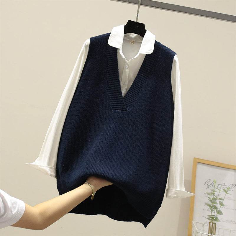 Knitted vest sweater vest - Mubimart