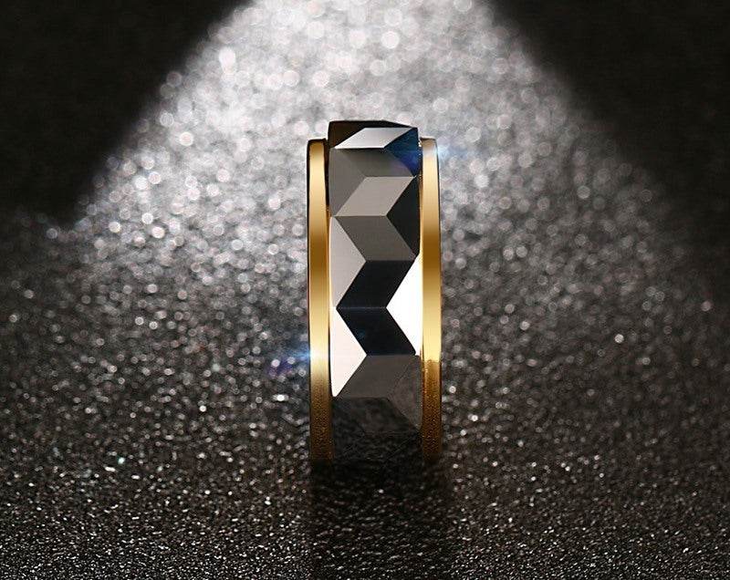 Tungsten steel gold ring - Mubimart