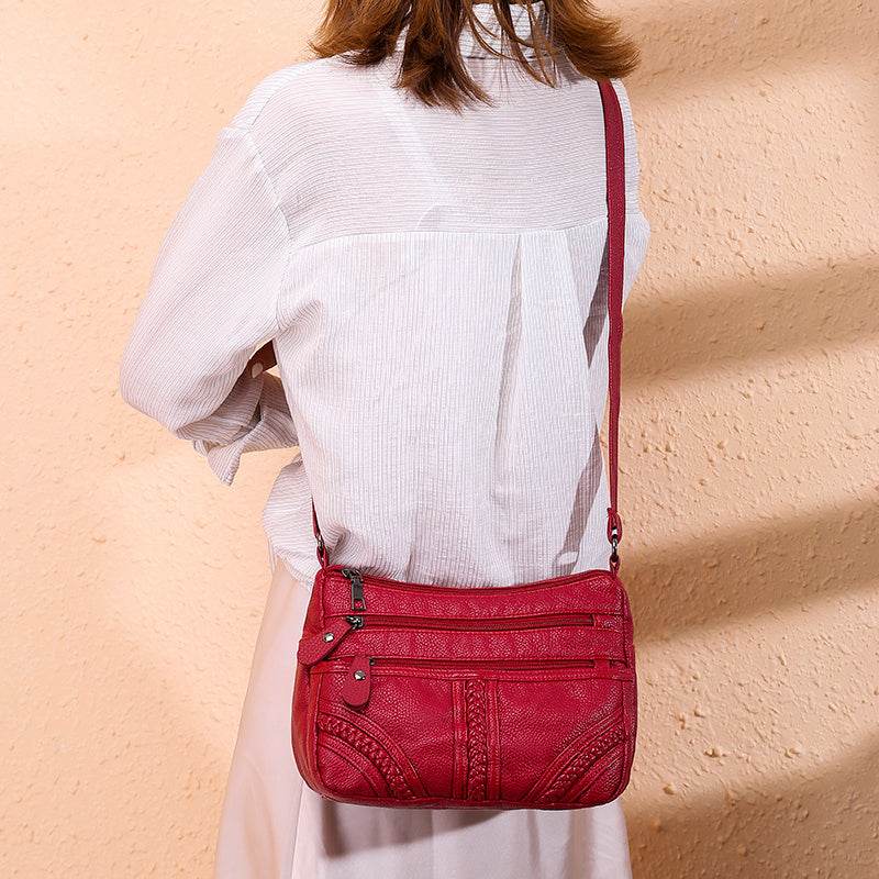 Fashion Women Soft Leather Shoulder Bag - Mubimart