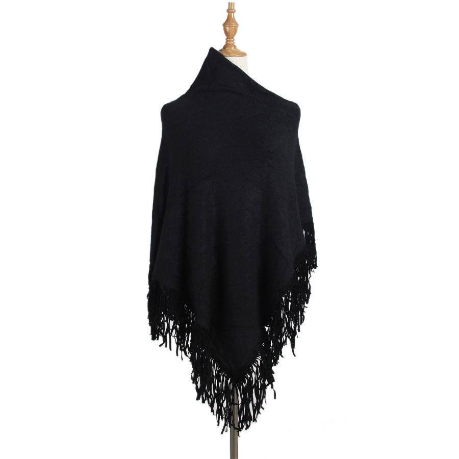 Fringed cloak shawl - Mubimart