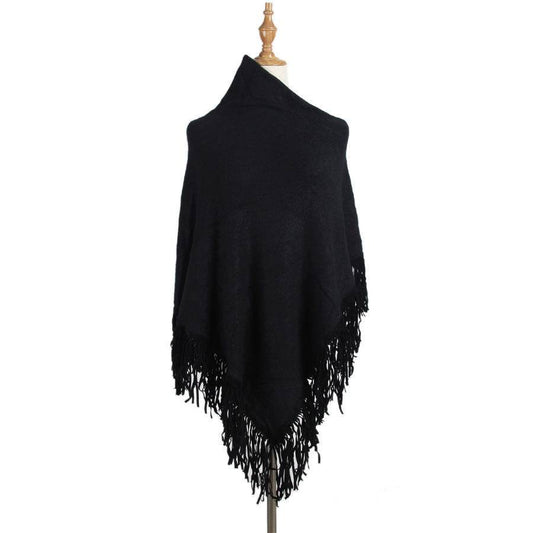 Fringed cloak shawl - Mubimart