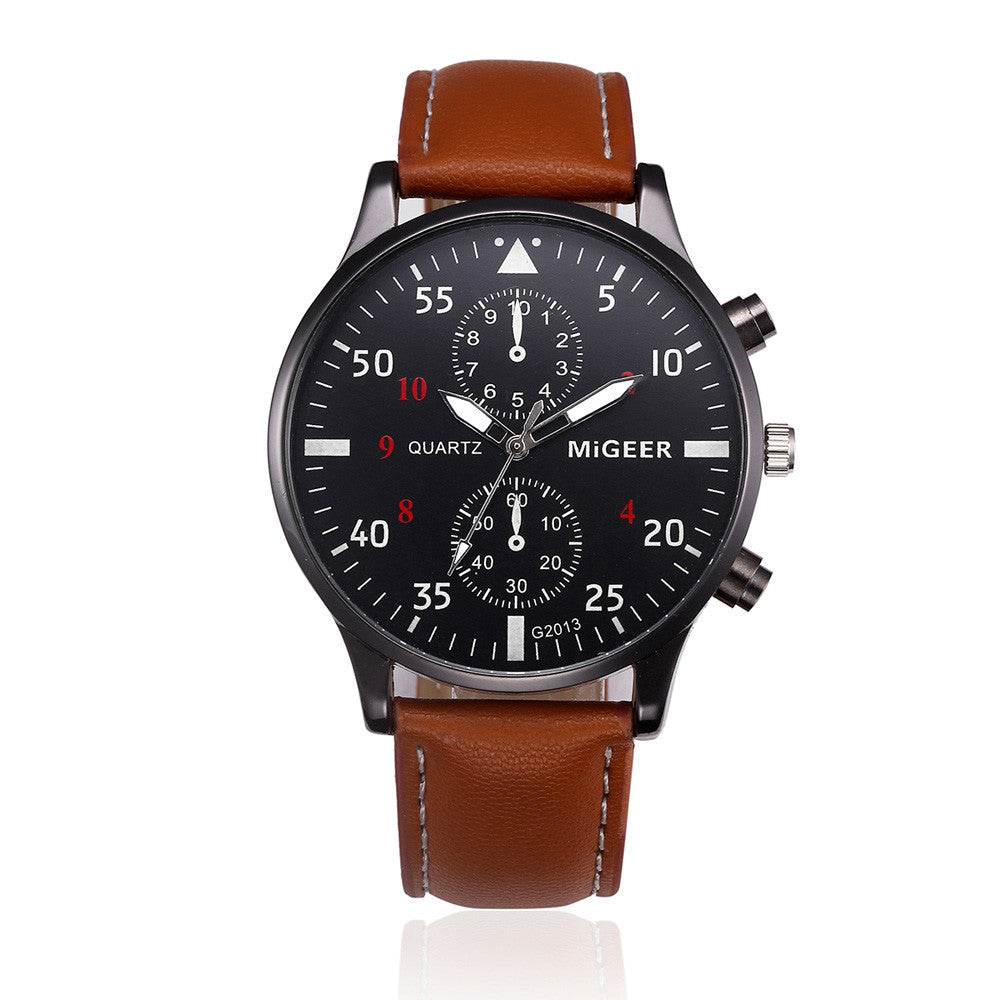 Retro Design Leather Band Watches Men Top Brand Relogio Masculino NEW Mens Sports Clock Analog Quartz Wrist Watches - Mubimart