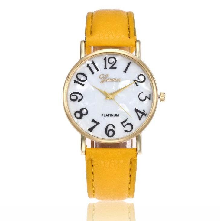 Marble Belt Watch Fashion Geneva Watch Shell Face Casual Watch For Men And Women - Mubimart