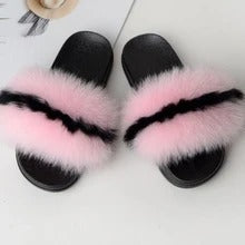 Vossenbont pantoffels slippers