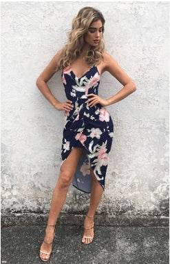 Printing Skinny Slip Dress - Mubimart