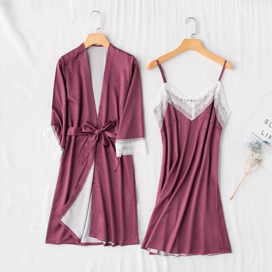 Ice silk strapless nightgown - Mubimart