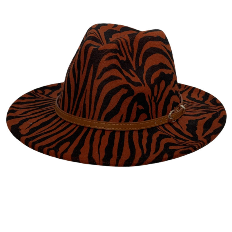 Meisjes Zebra Prints Zonbescherming Fedora Bontvilten Hoed