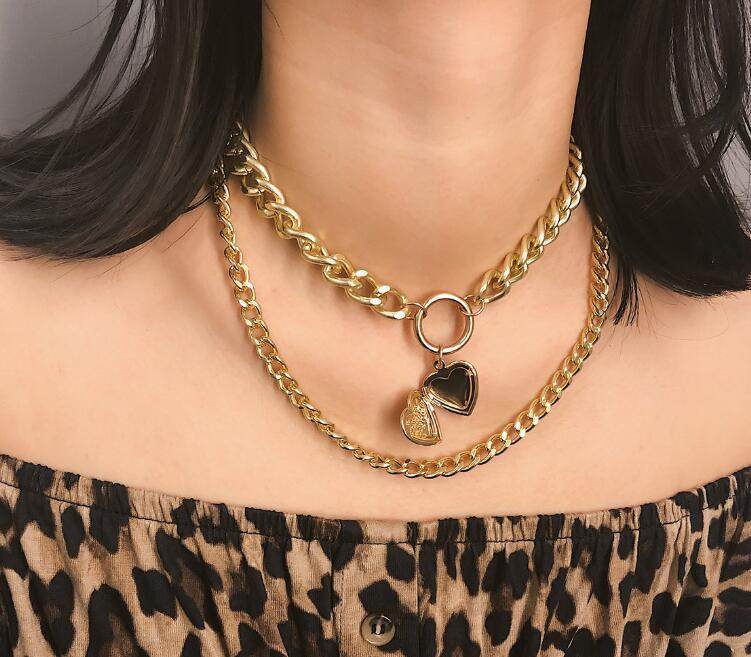 Metal Heart Choker Necklace For Women - Mubimart