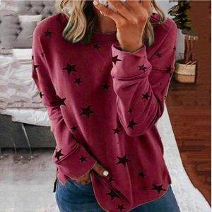 Printed stitching fashion plus size sweater - Mubimart