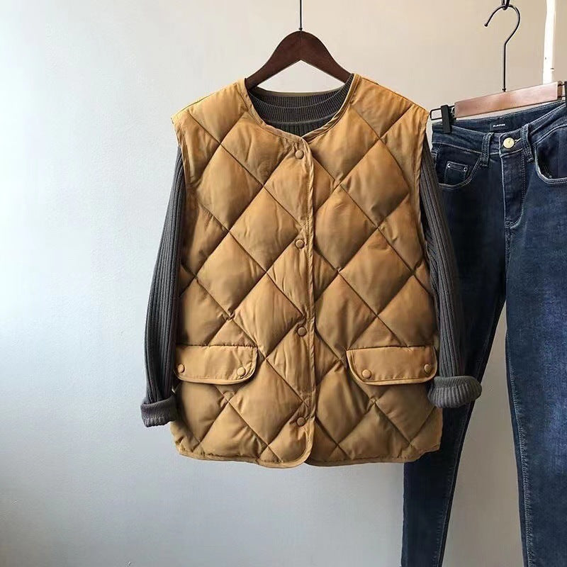 Short Cotton Jacket Vest Women's Loose Puffer Jacket