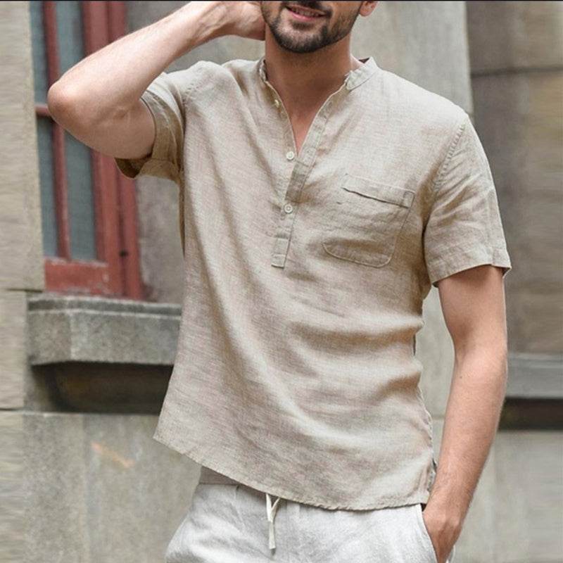 Casual linen polo shirt - Mubimart