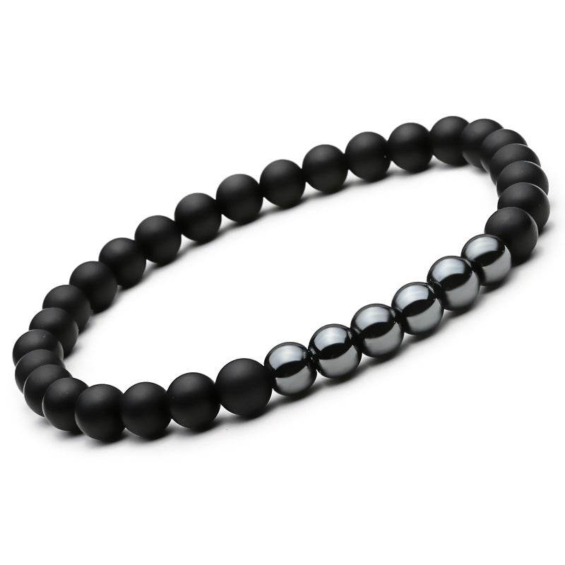 Mcllroy 2pc Natural stone Bracelet Beaded Black Mantra Prayer Beads Buddha Bracelet for Women and Mens men jewelry viking bijoux - Mubimart