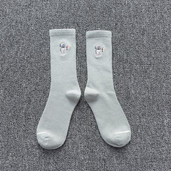 Embroidered cotton socks astronaut all-match socks sports socks - Mubimart -  