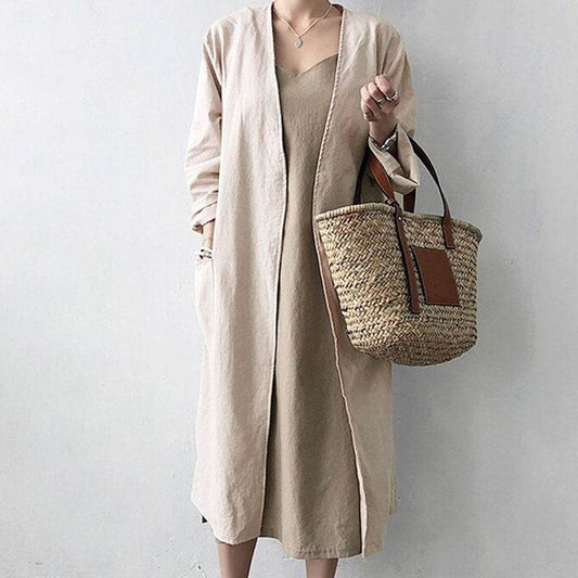 Solid color plus size loose cardigan jacket - Mubimart