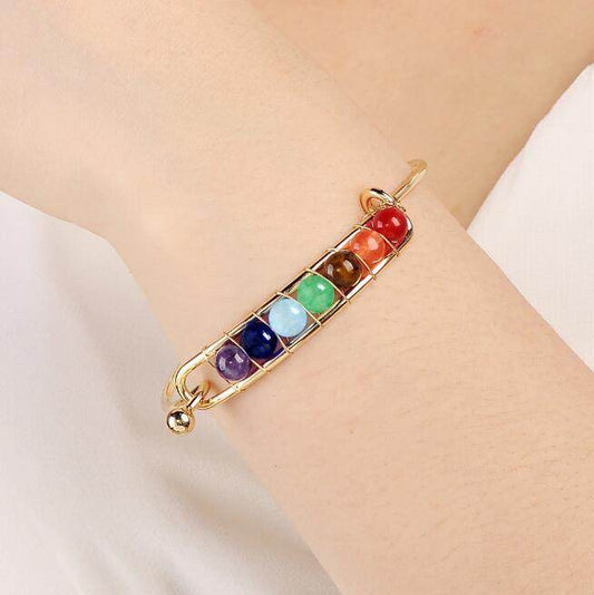 Boho charm silver bracelets natural stones beads bracelet 7 chakra healing balance bracelets bracelets jewelry gifts for women - Mubimart