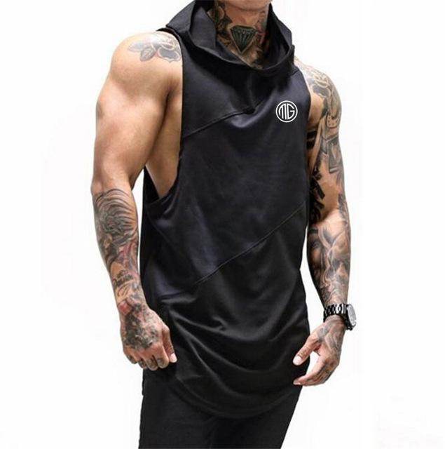 Hooded Mens Bodybuilding Tank - Mubimart