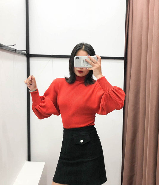 Turtleneck Pullover Sweater - Mubimart