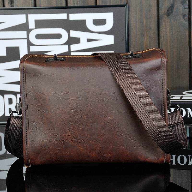 The original Crazy Horse male bag wholesale Mens retro single shoulder bag double twist lock bag design trends - Mubimart