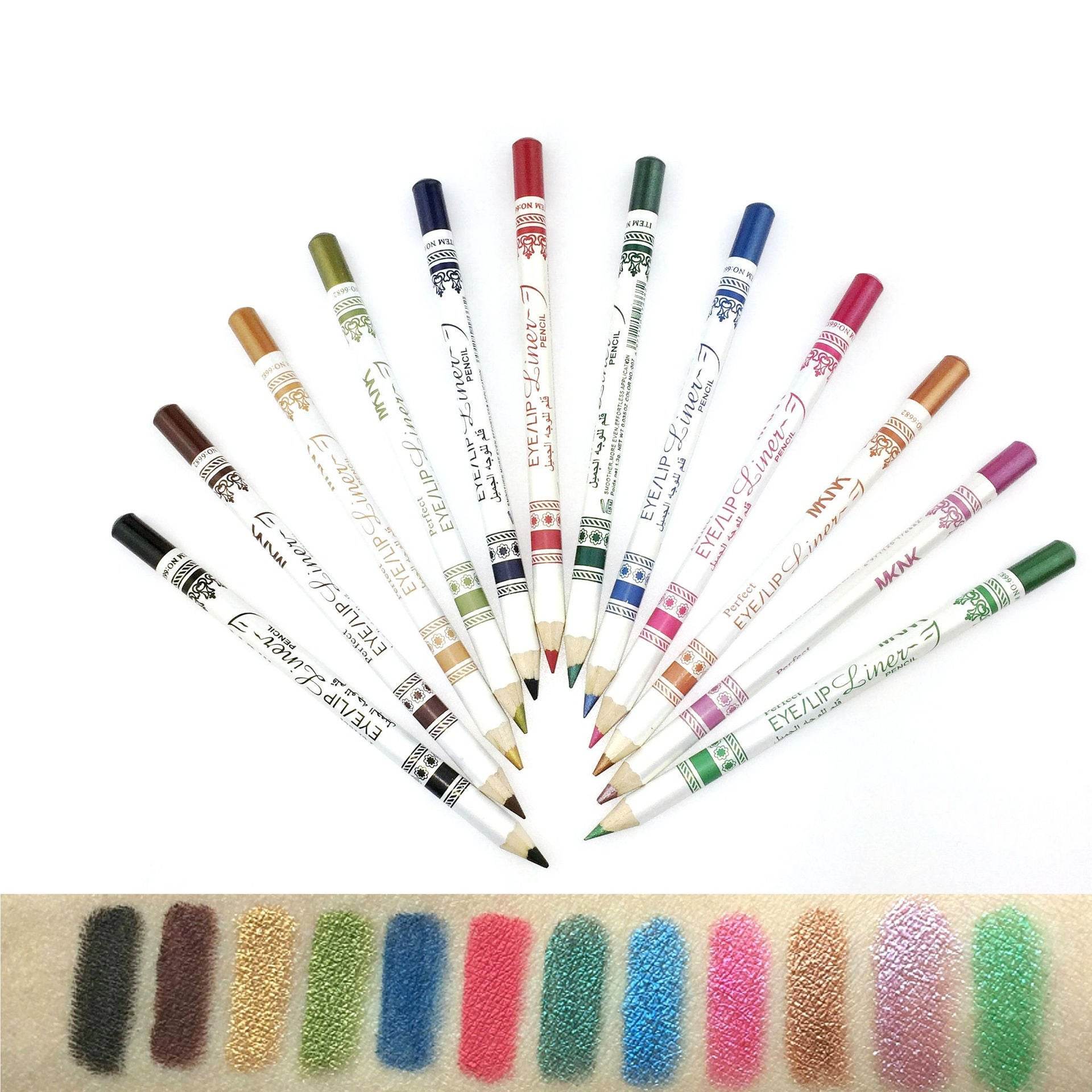 Cosmetics 12 Colors Glitter Lip liner Eye Shadow Eyeliner Pencil Pen Makeup - Mubimart