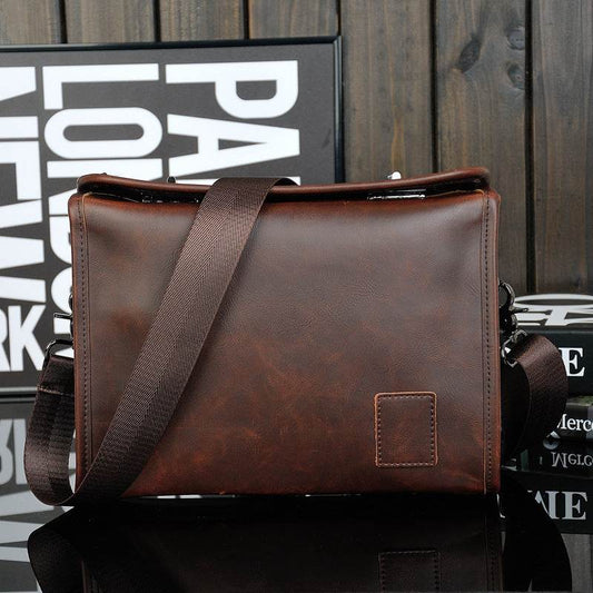 The original Crazy Horse male bag wholesale Mens retro single shoulder bag double twist lock bag design trends - Mubimart