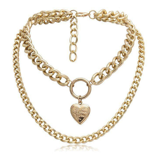 Metal Heart Choker Necklace For Women - Mubimart