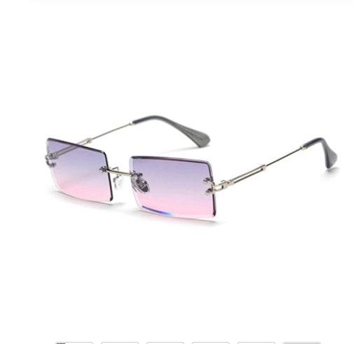 Rimless Rectangle Sunglasses Square Fashion Hip-hop Sunglasses Tide Ins Retro Street Beat Cut Edge Sunglasses - Mubimart