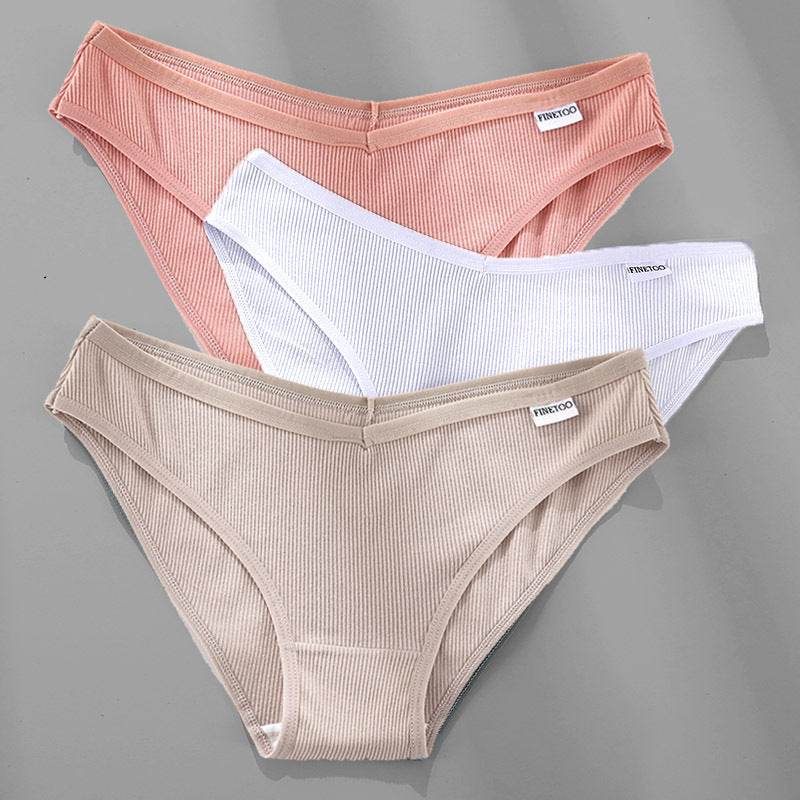3PCS M-4XL Cotton Panties Female Underwear Sexy Women Briefs - Mubimart