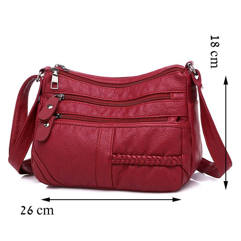 Fashion Women Soft Leather Shoulder Bag - Mubimart
