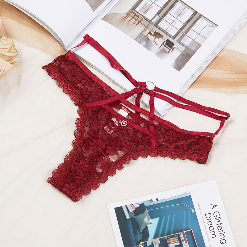 Lace cutout thong - Mubimart -  