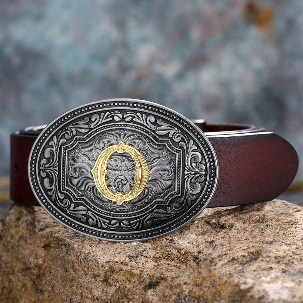 Men's And Women's Floral Letter Buckle Belts - Mubimart