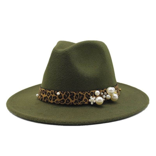 Winter wool Fedoras For Women Wide Brim Felt Hat - Mubimart