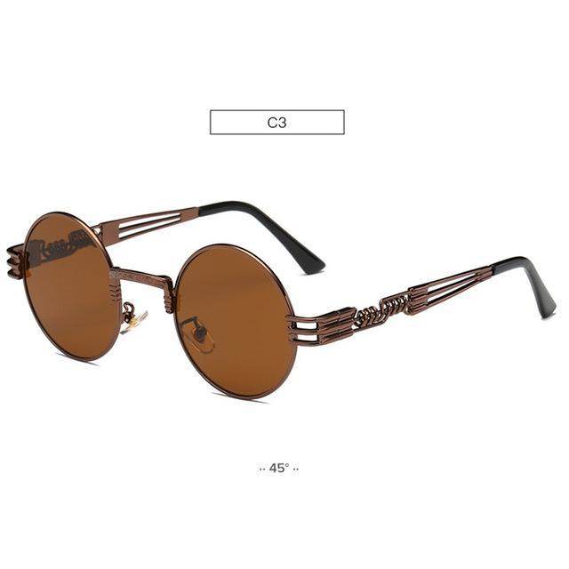 Gold Metal Fashion John Lennon Round Sunglasses Steampunk Sunglasses Mens Womens Retro Vintage Coating Mirrored Eyewear Shades - Mubimart