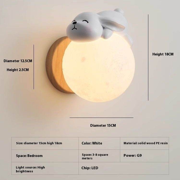 Moon Wall Lamp Nordic Creative Children's Room Lamp Bedroom Bedside Lamp - Mubimart