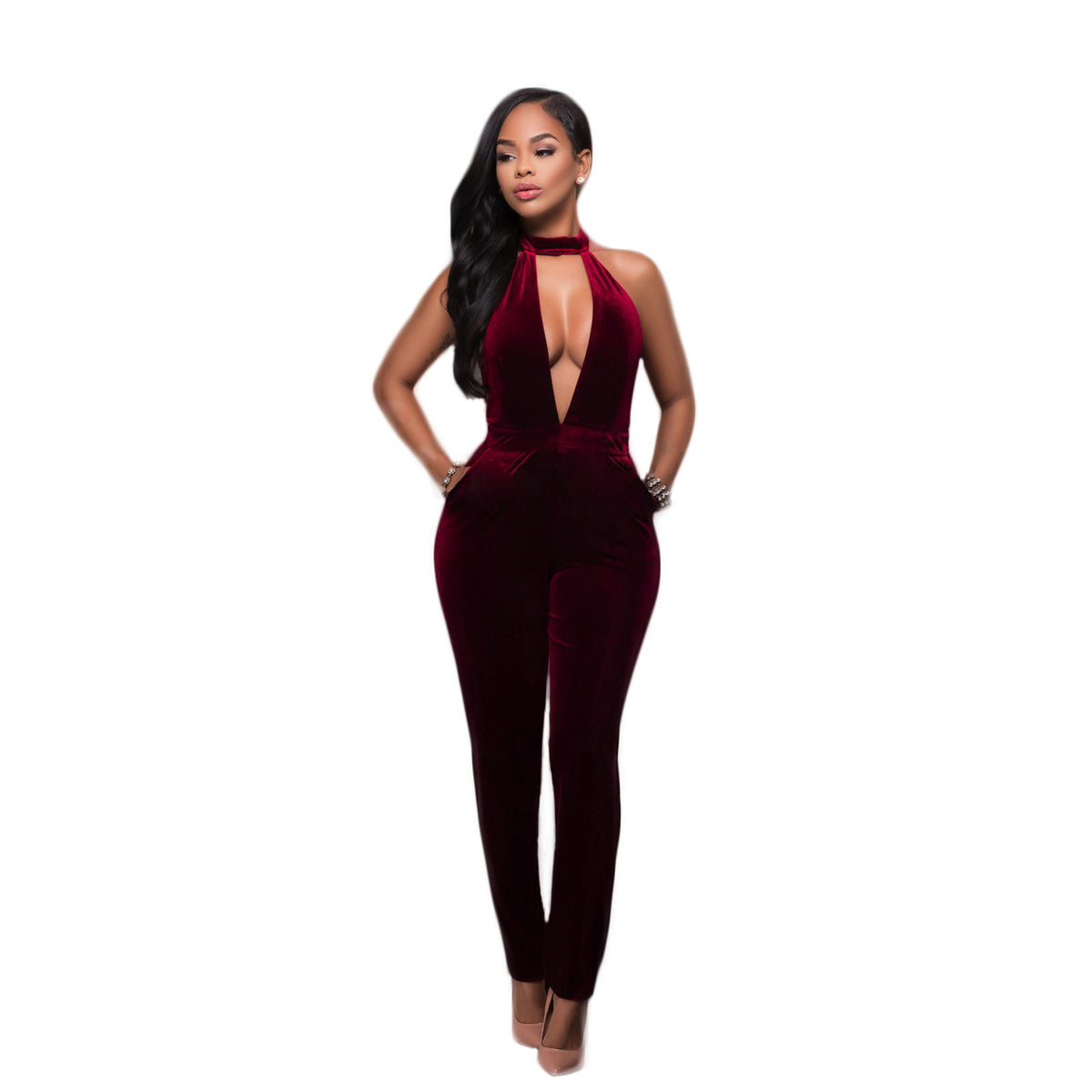 Zipper slim bodysuit - Mubimart -  