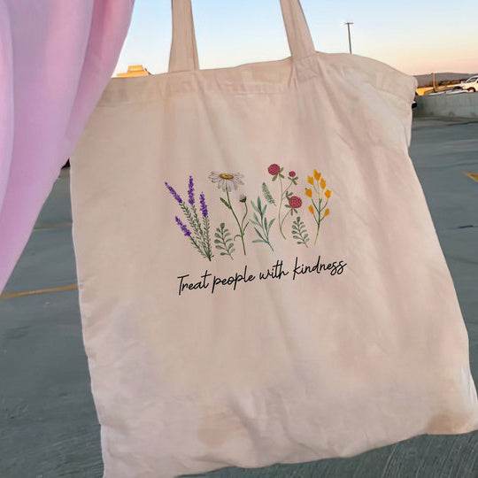 Floral Women Canvas Tote Bag Girl Reu - Mubimart