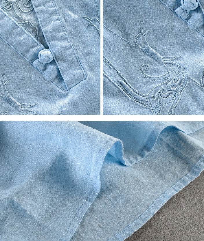 Linen embroidered shirt - Mubimart