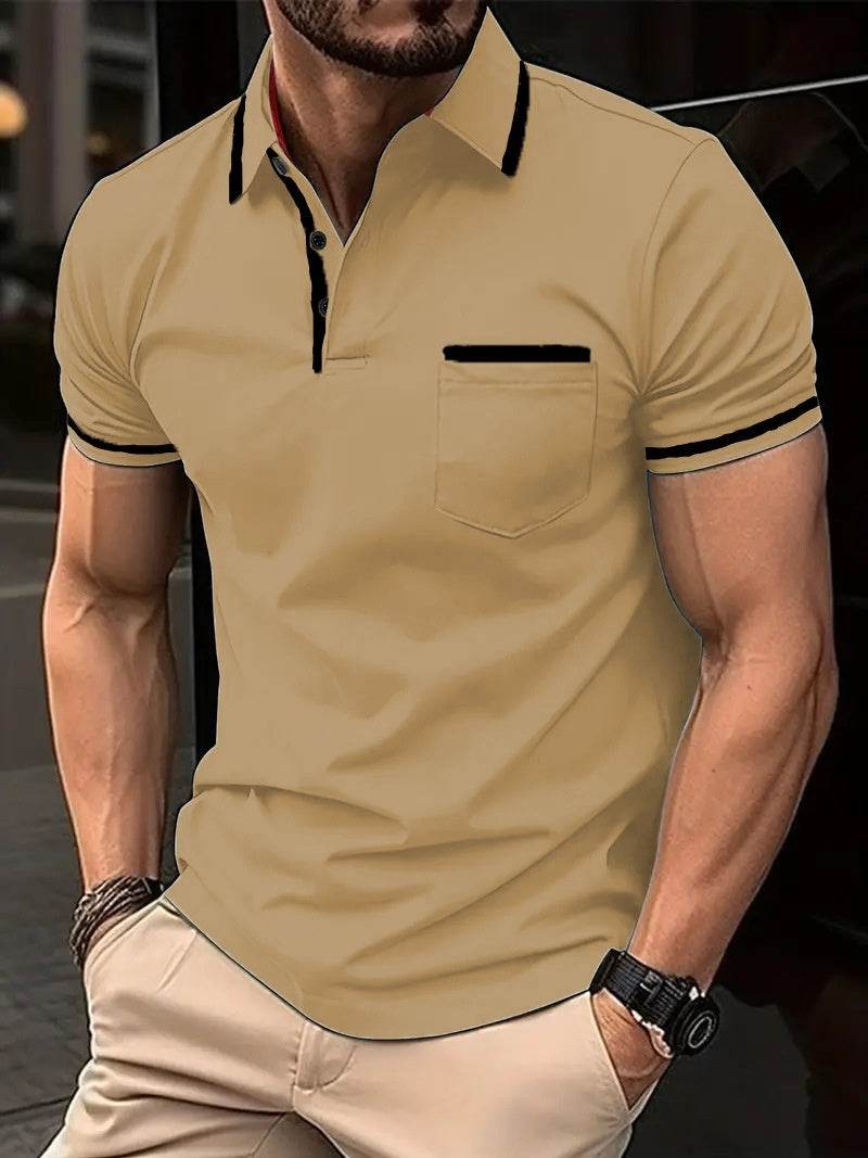 Summer Polo Shirt Button Pocket Men's Sports Polo Shirt - Mubimart