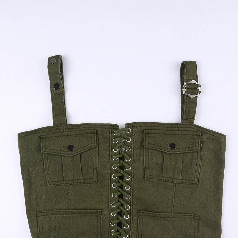 Crossed Corns Lace-up Bra Work Dress Women's Vest - Mubimart
