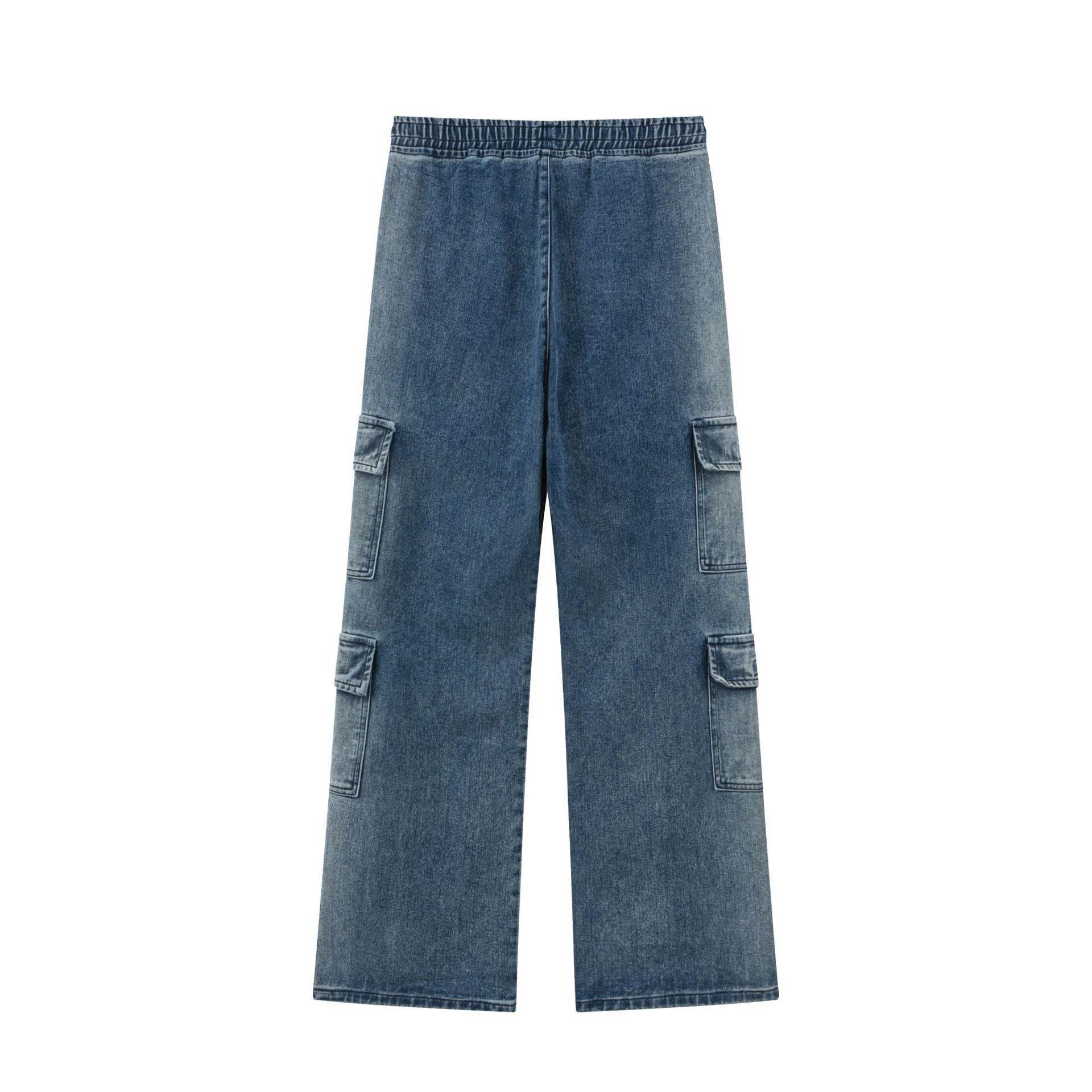 Loose Cargo Wide Leg Jeans - Mubimart