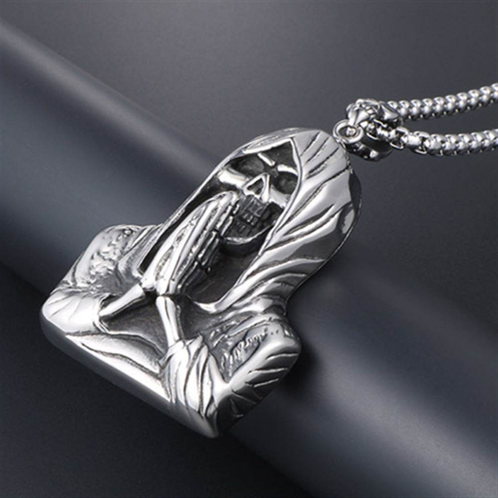 Mens Fashion Simple Skull Pendant Necklace - Mubimart