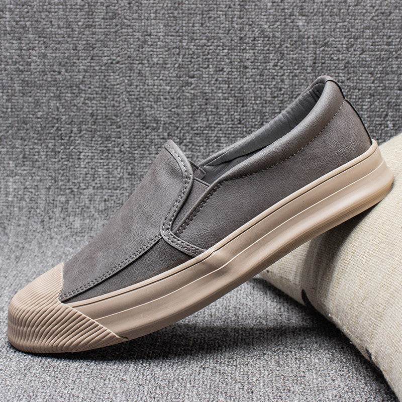Mens Casual Leather Rubber Shoes - Mubimart